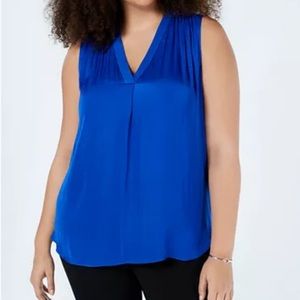 Vince Camuto rumpled satin blouse cobalt blue